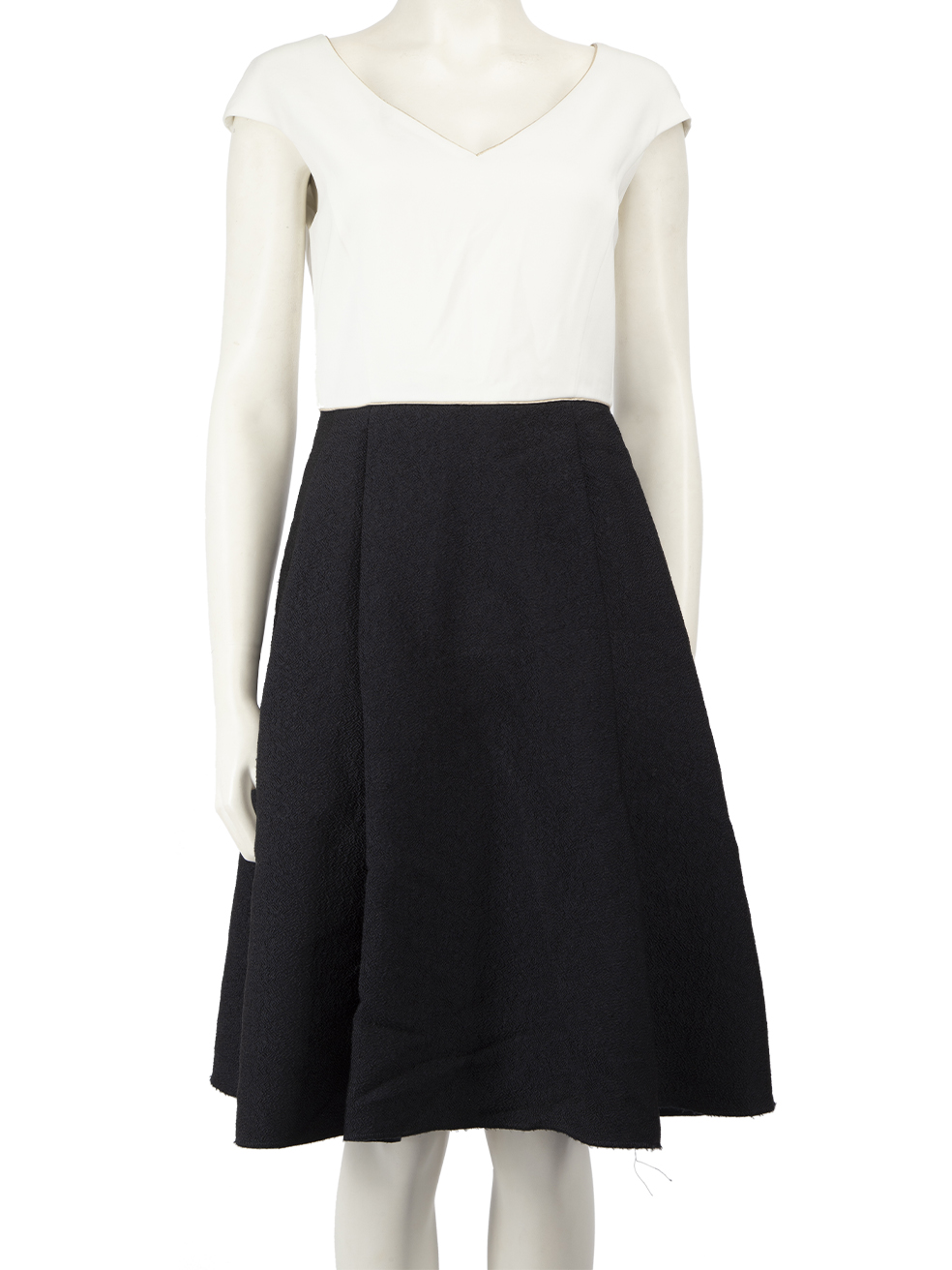Max Mara Pre-Owned Max Mara Studio White & Navy V-Neck Dress