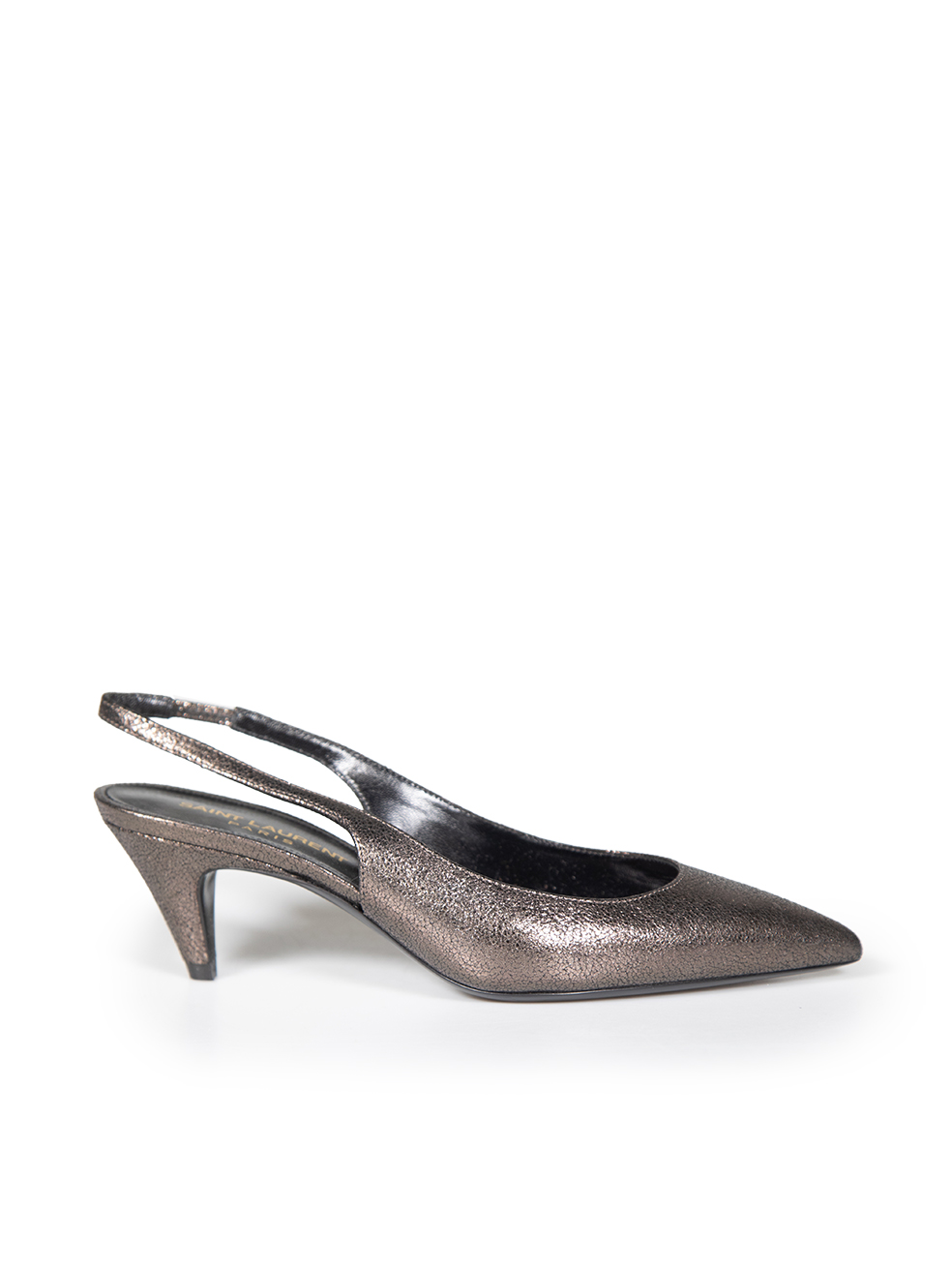 Saint Laurent Pre-Owned Anthracite Leather Slingback Heels