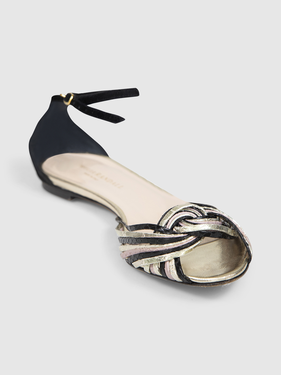 Loeffler Randall Knot Leather Peep Toe Sandals