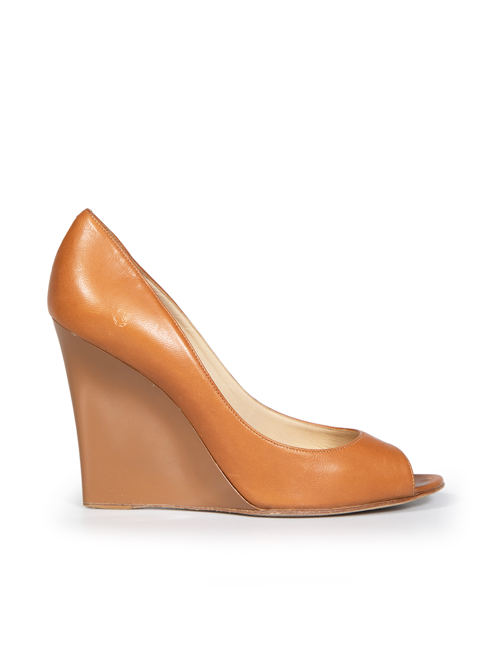 Jimmy Choo Pre-Owned Brown Leather Peep Toe Wedges