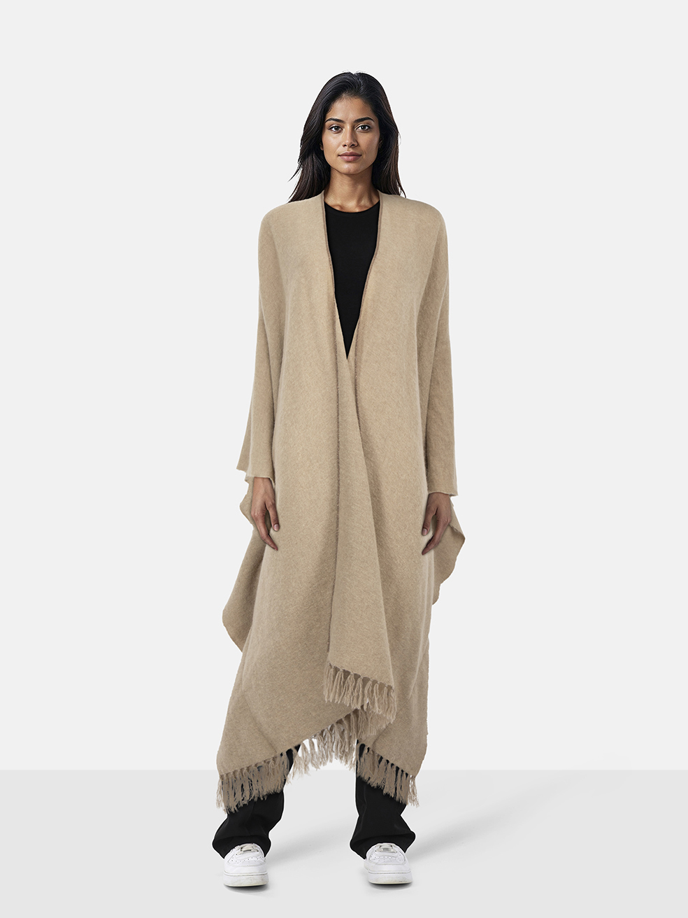 Brunello Cucinelli Beige Cashmere Beaded Shawl