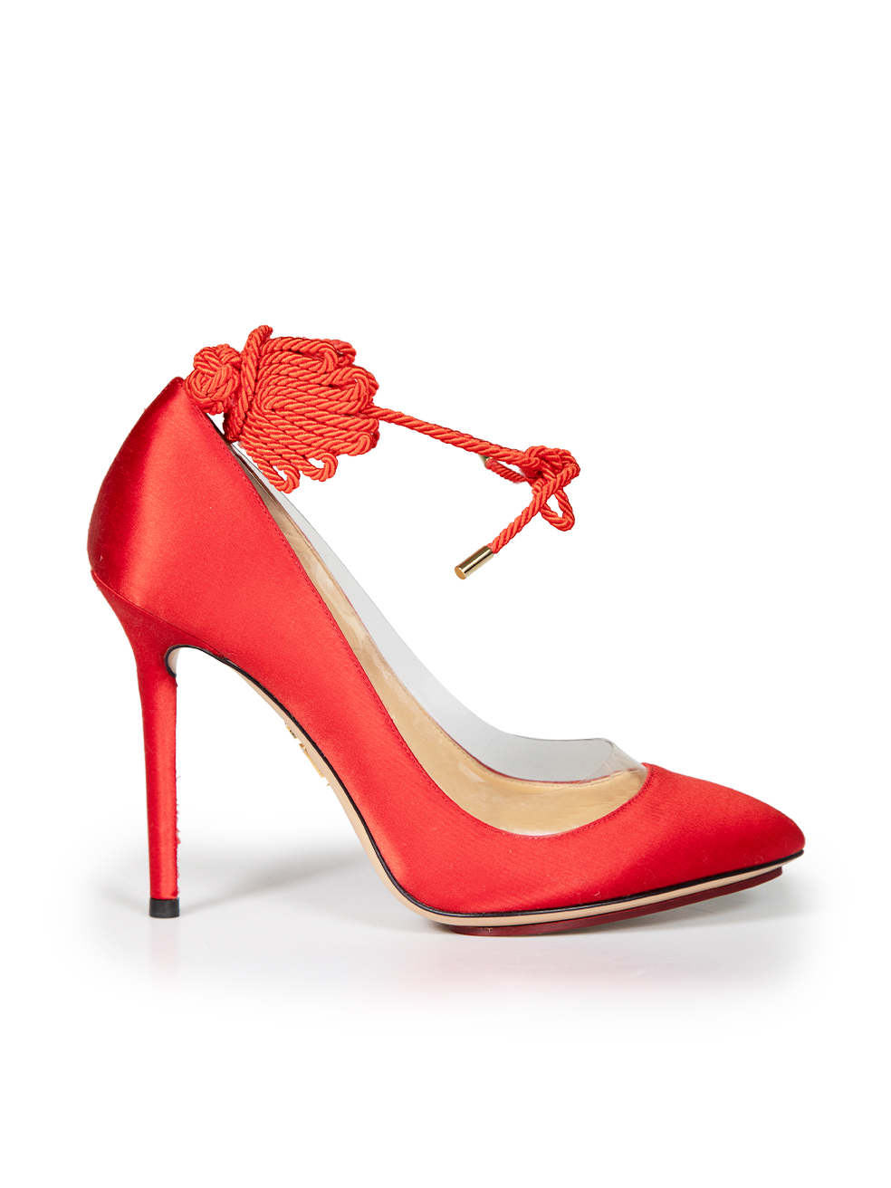 Charlotte Olympia Pre-Owned Red Satin Ankle Tie Detail Heels