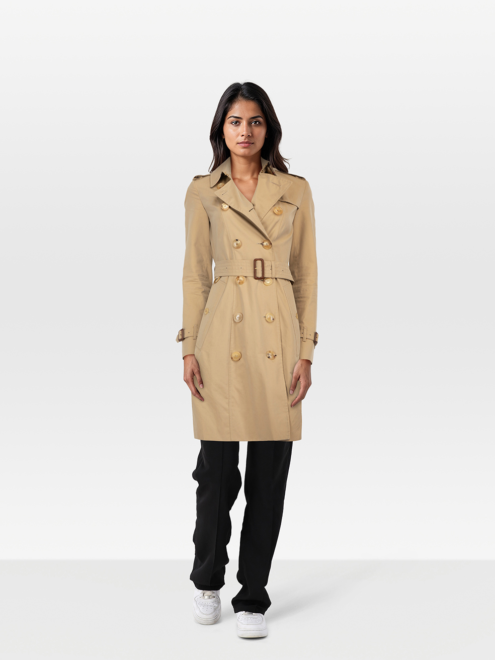Burberry Pre-Owned Beige Double Breasted Mid Length Coat