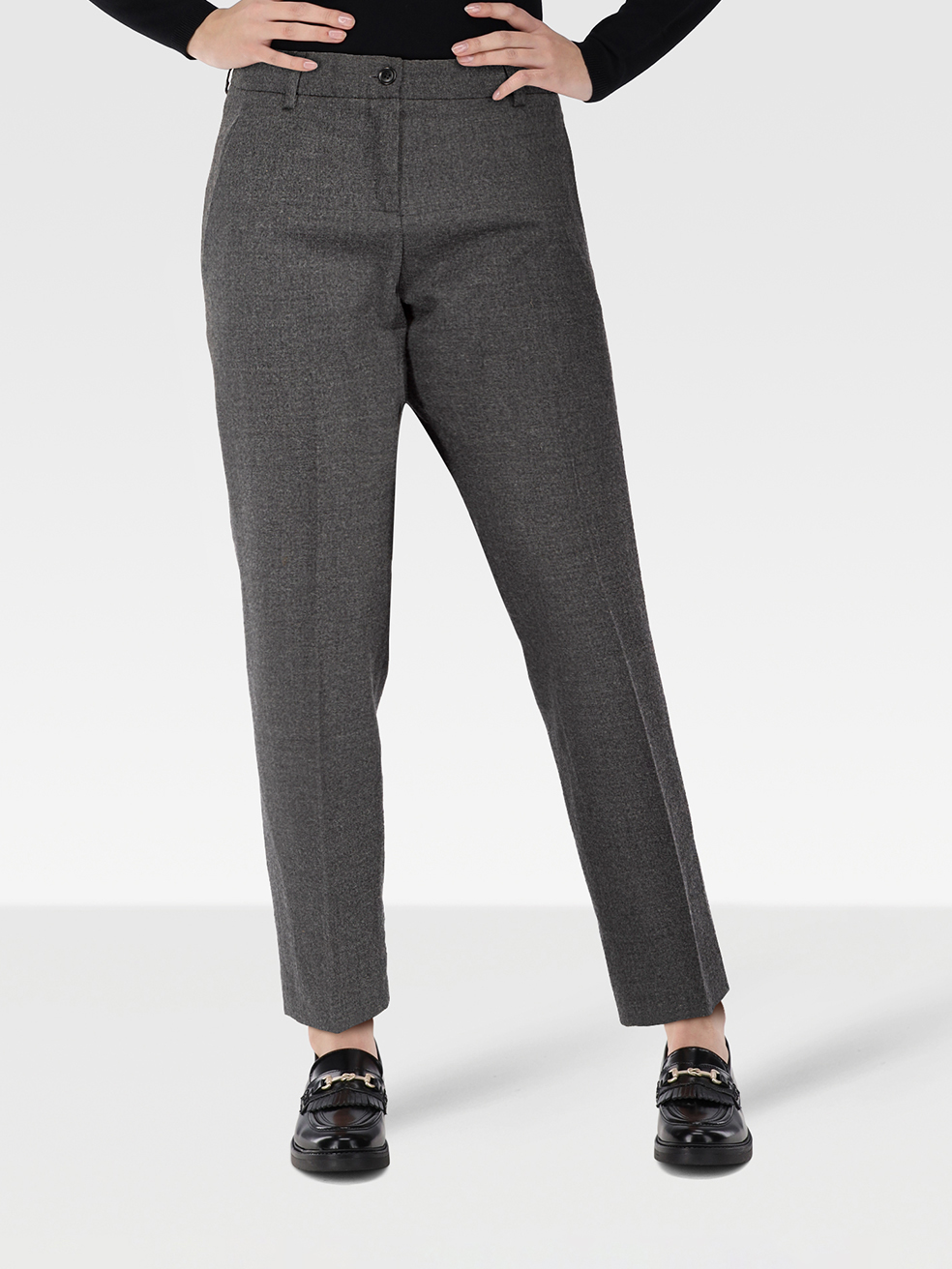 Nicole Farhi Grey Wool Slim Trousers