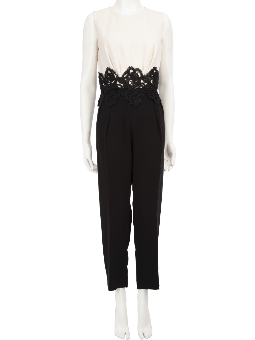 Max Mara Pre-Owned Black Sleeveless Lace Detail Jumpsuit