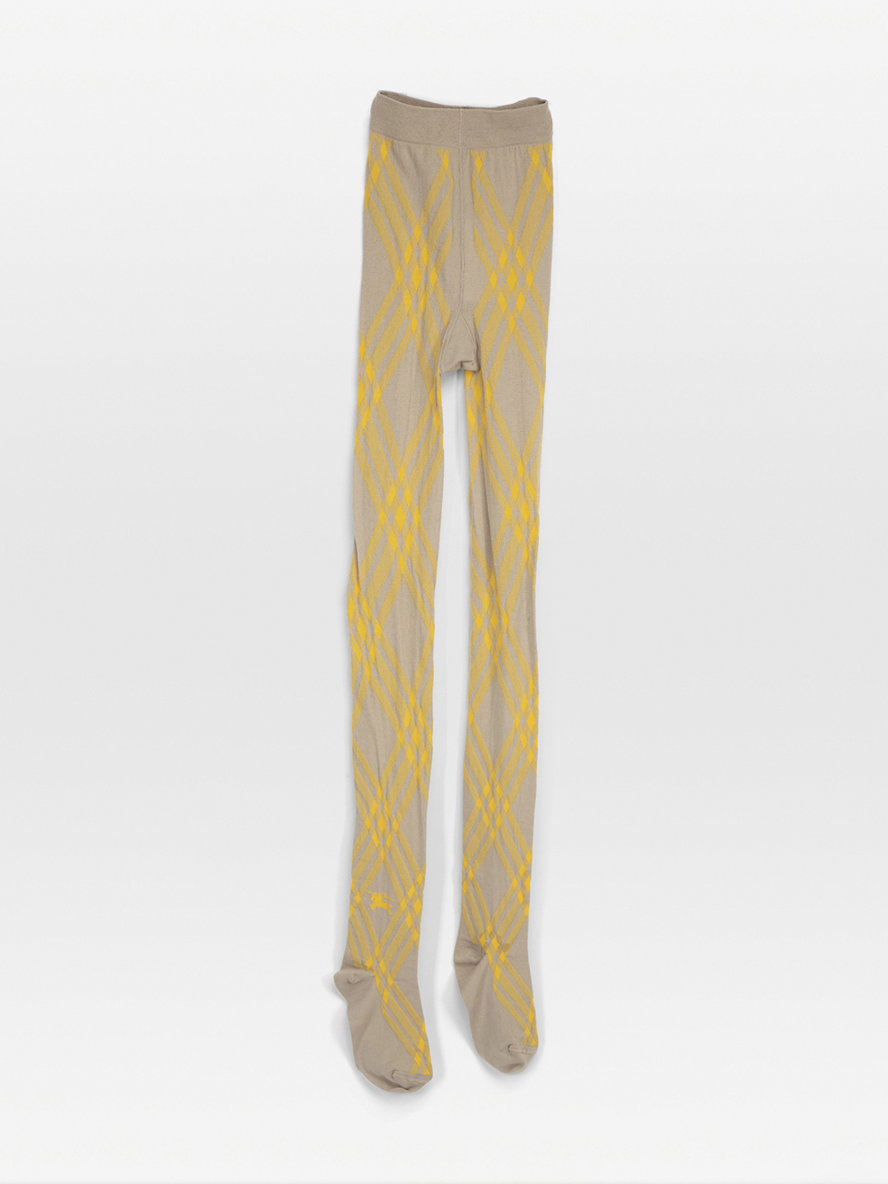 Burberry Yellow & Beige Wool Tartan Pattern Tights