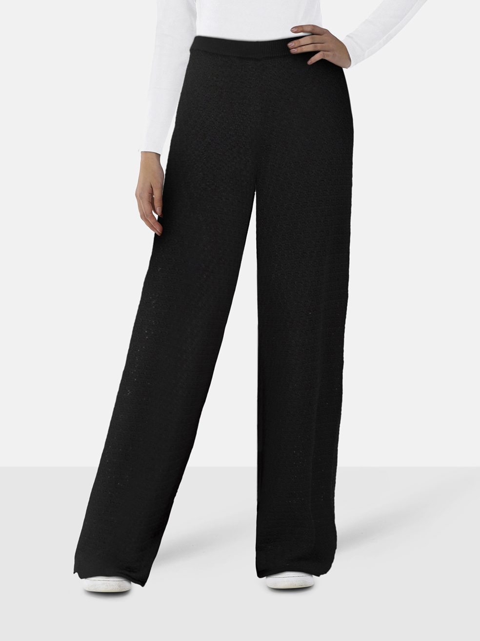 Tot�me Black Wide Leg Crochet Trousers