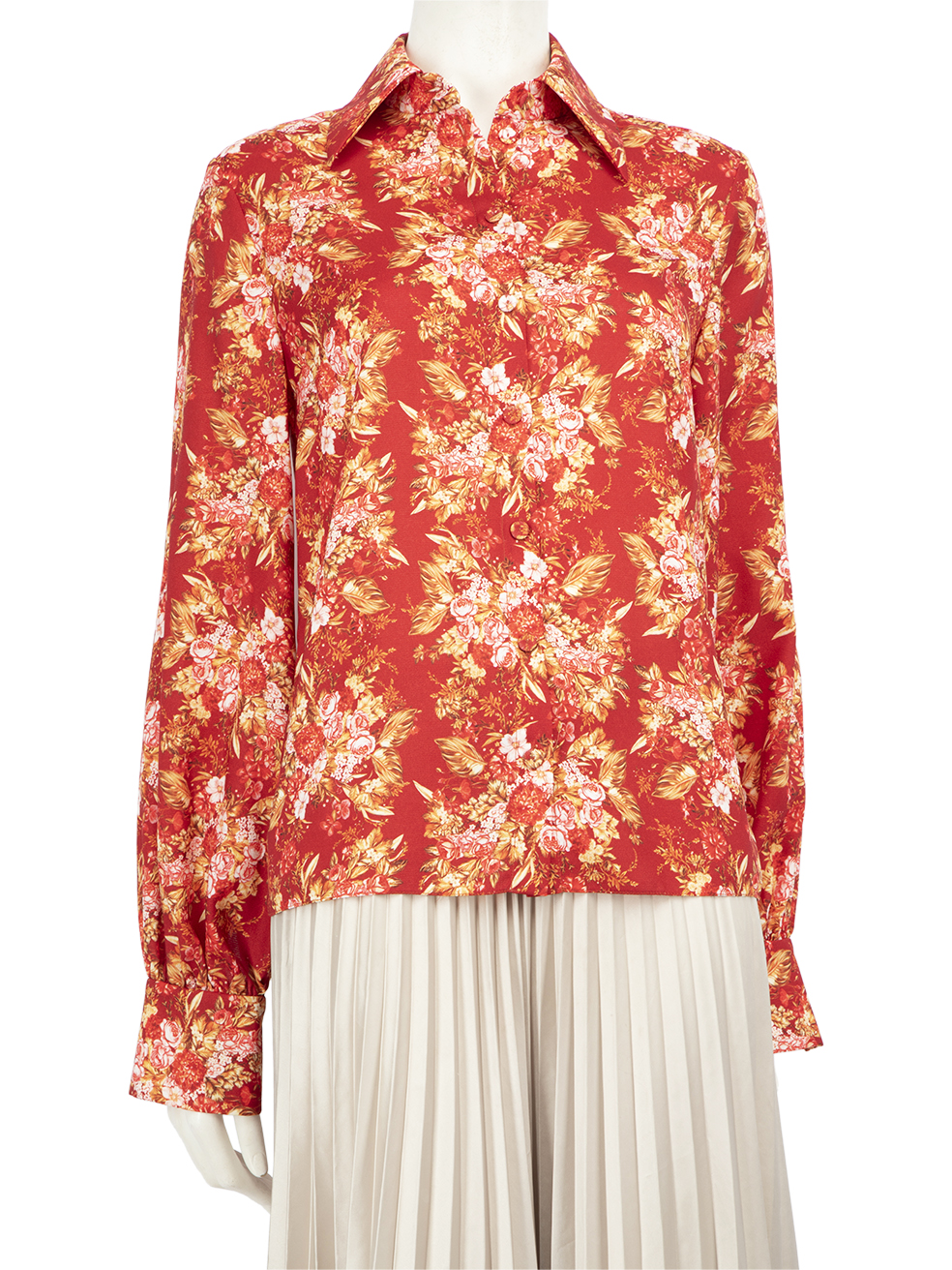 Emilia Wickstead Red Floral Long Sleeve Shirt