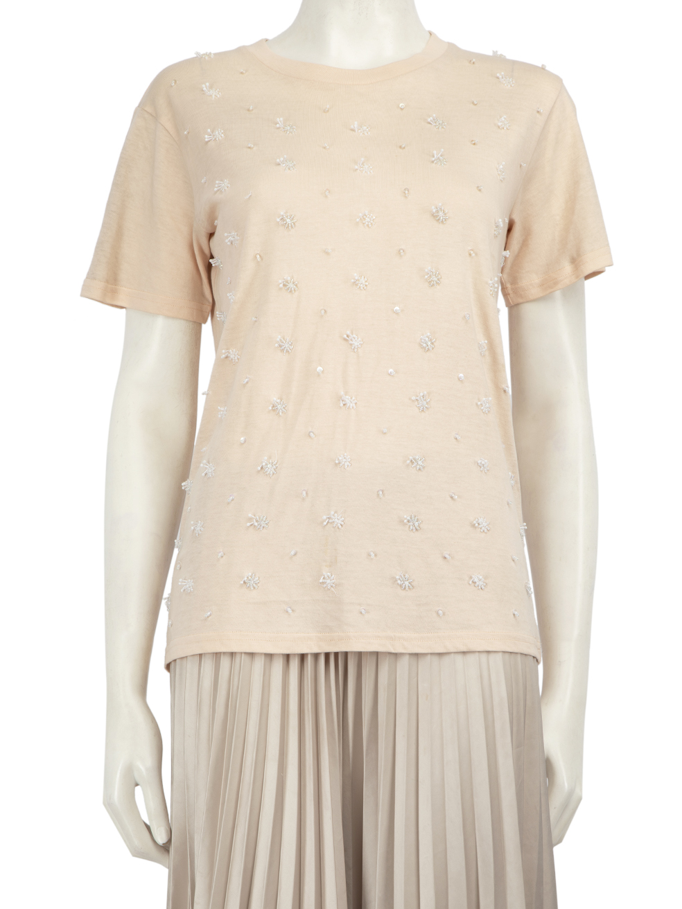 Miu Miu Pre-Owned Beige Bead Embellished Top