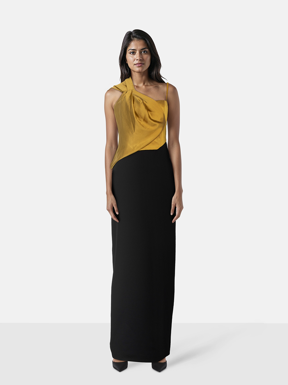 Solace London Two Tone Kara One Shoulder Maxi Dress