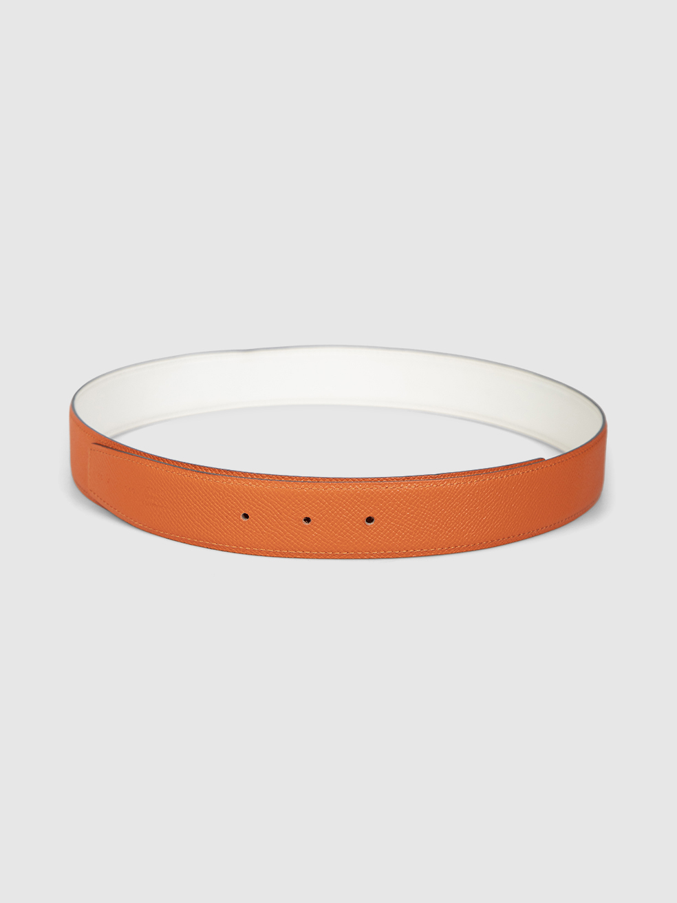 Herm�s Orange & White Leather Reversible Belt