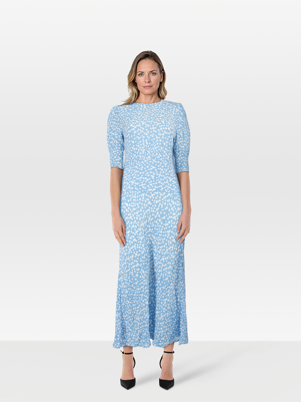 Rixo Pre-Owned Blue Maxi Floral Printed Dress