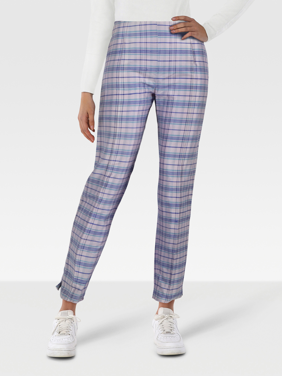 Moschino Pre-Owned Cheap & Chic Purple Silk Checkered Trousers