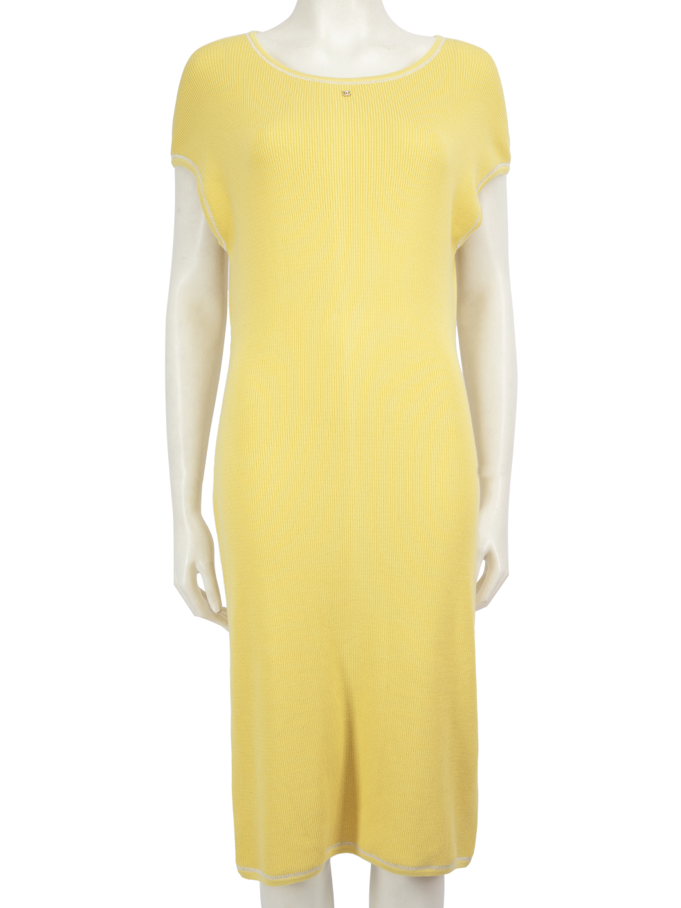 Chanel Pre-Owned Yellow Ribbed Knee-Length Dress