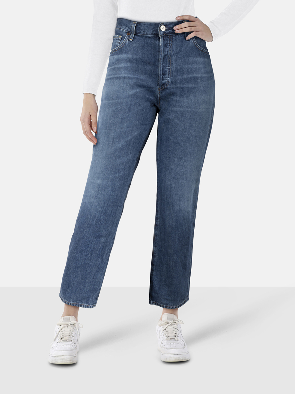 Citizens of Humanity Navy Denim Straight Jeans