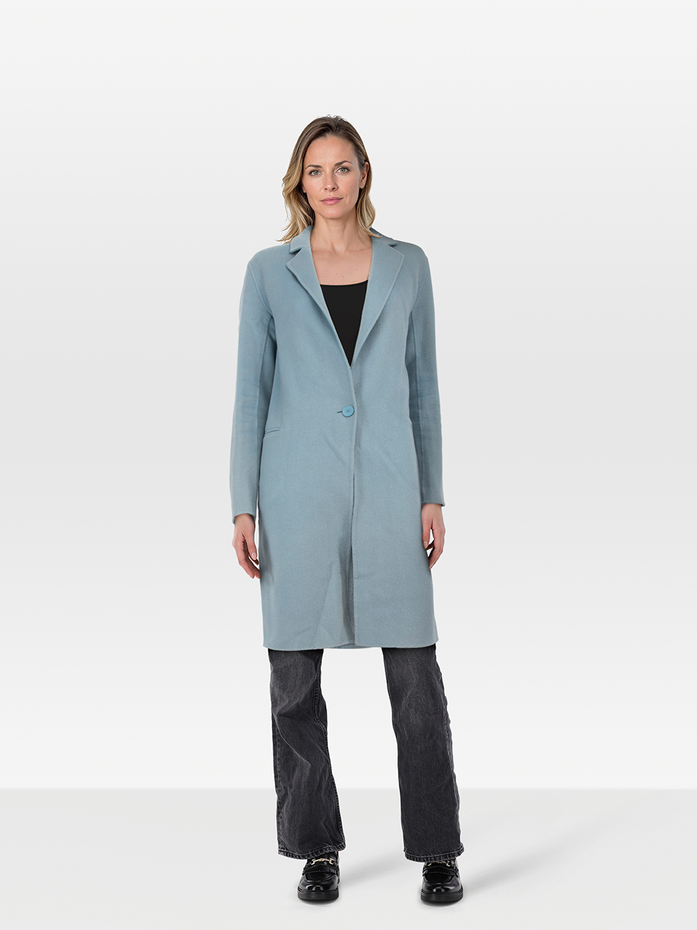 Sandro Pre-Owned Blue Single Breasted Wool Coat