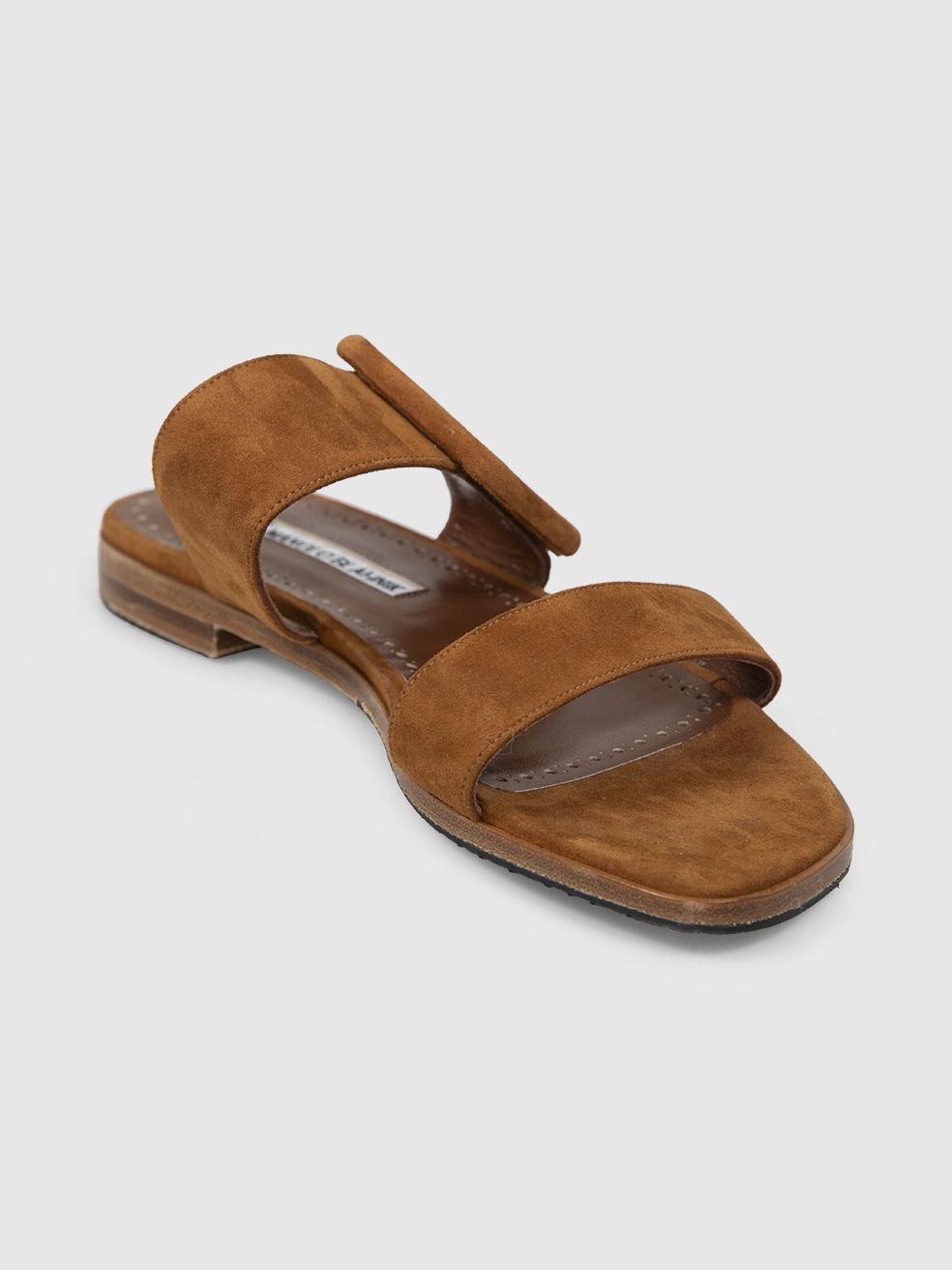 Manolo Blahnik Brown Suede Tituba Buckled Sandals