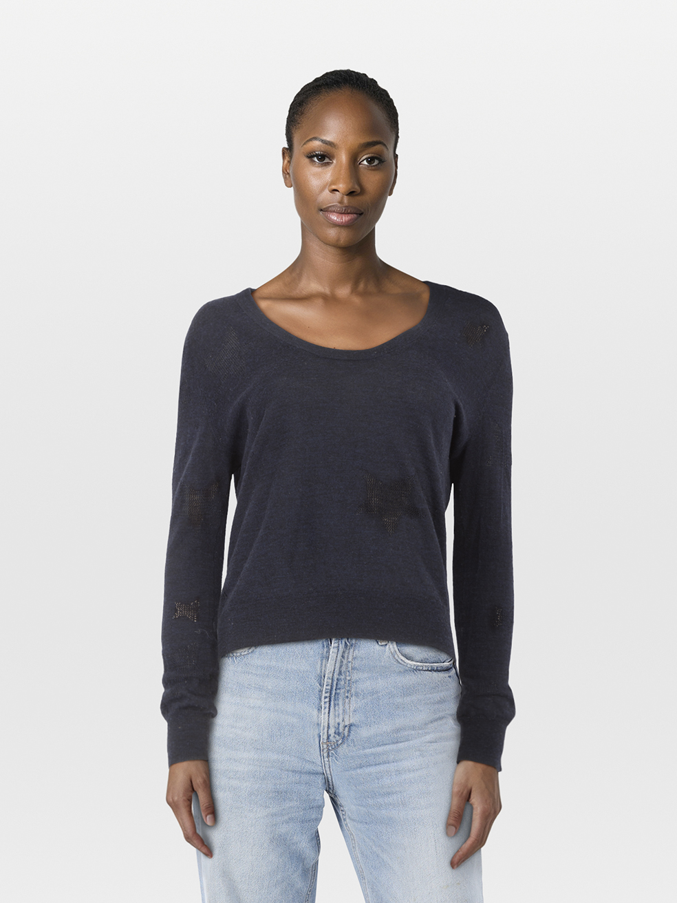 Zadig & Voltaire Pre-Owned Navy Wool Star Knit Jumper