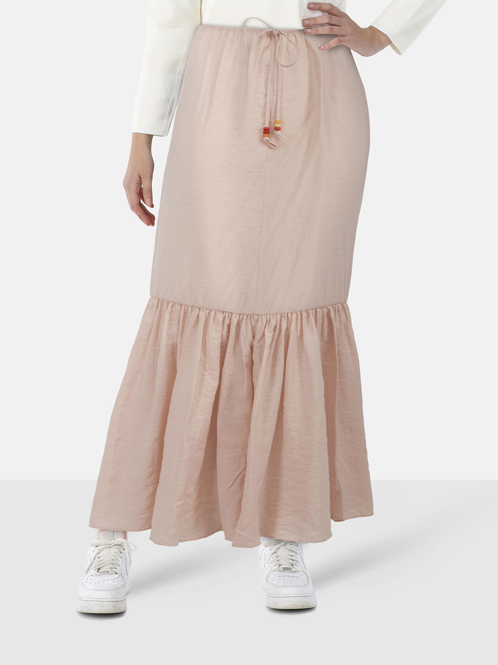Longchamp Pink Maxi Tiered Skirt