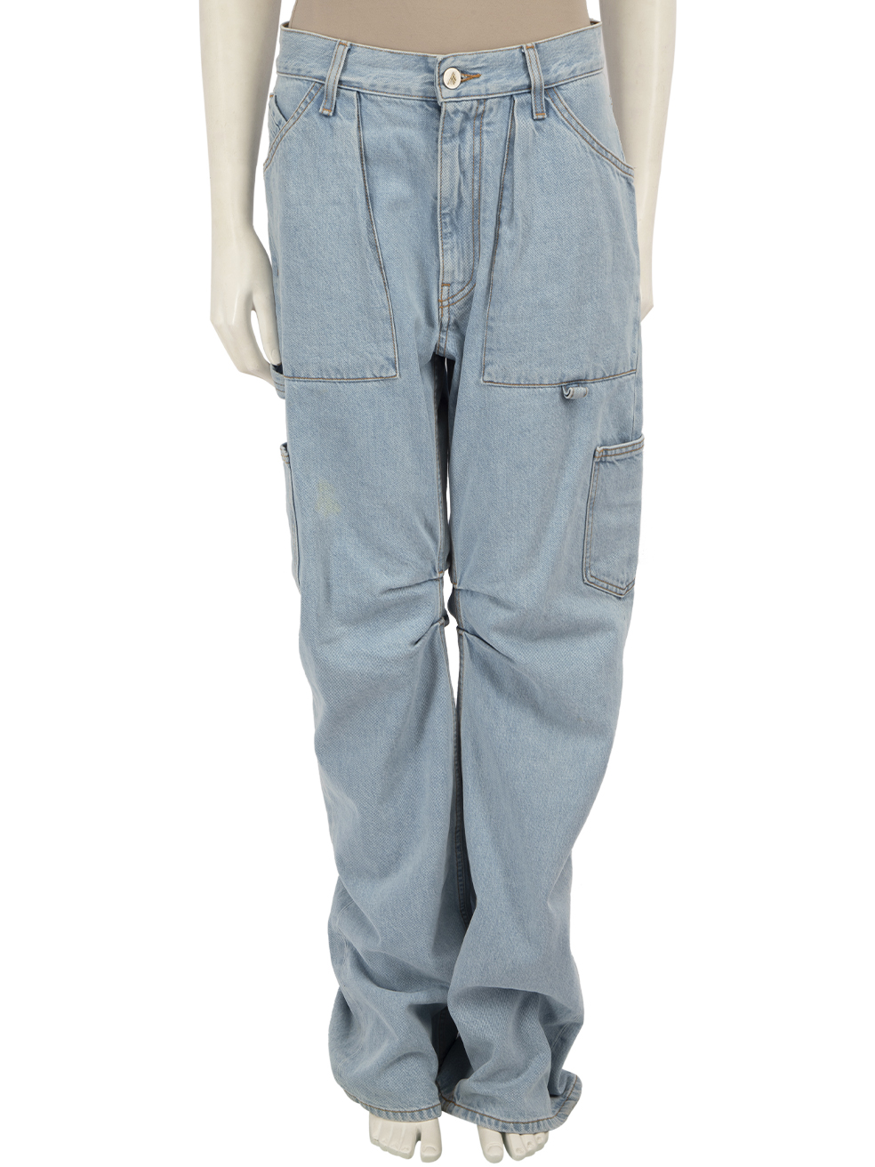 The Attico Pre-Owned Blue Denim Straight High Rise Jeans