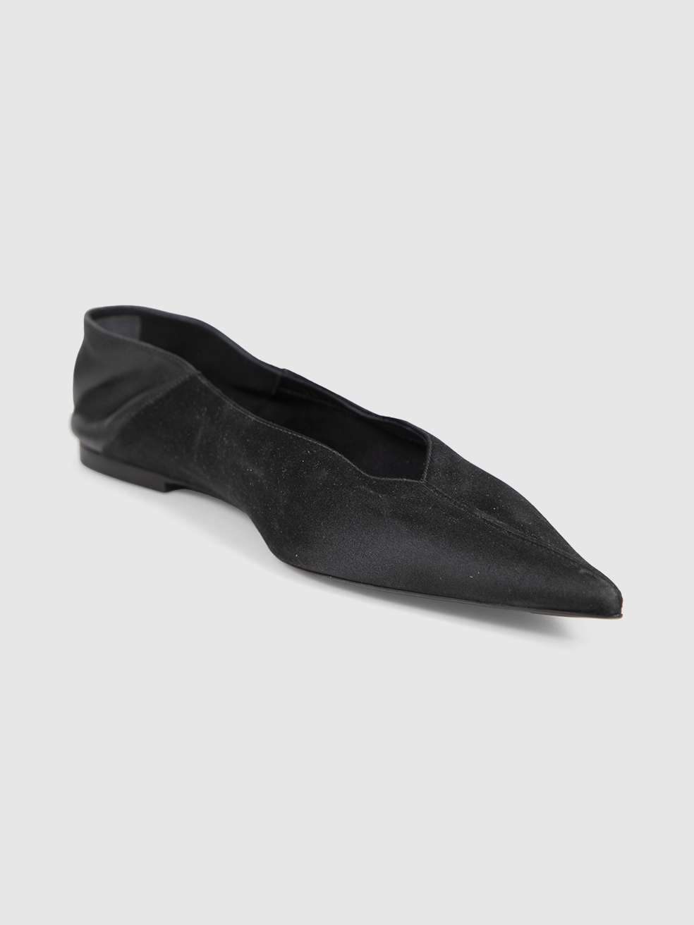 Saint Laurent Black Satin Pointed Toe Flats