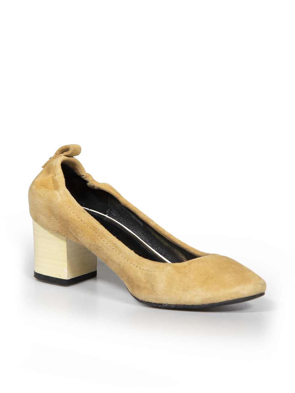 Lanvin Camel Suede Wooden Heel Pumps
