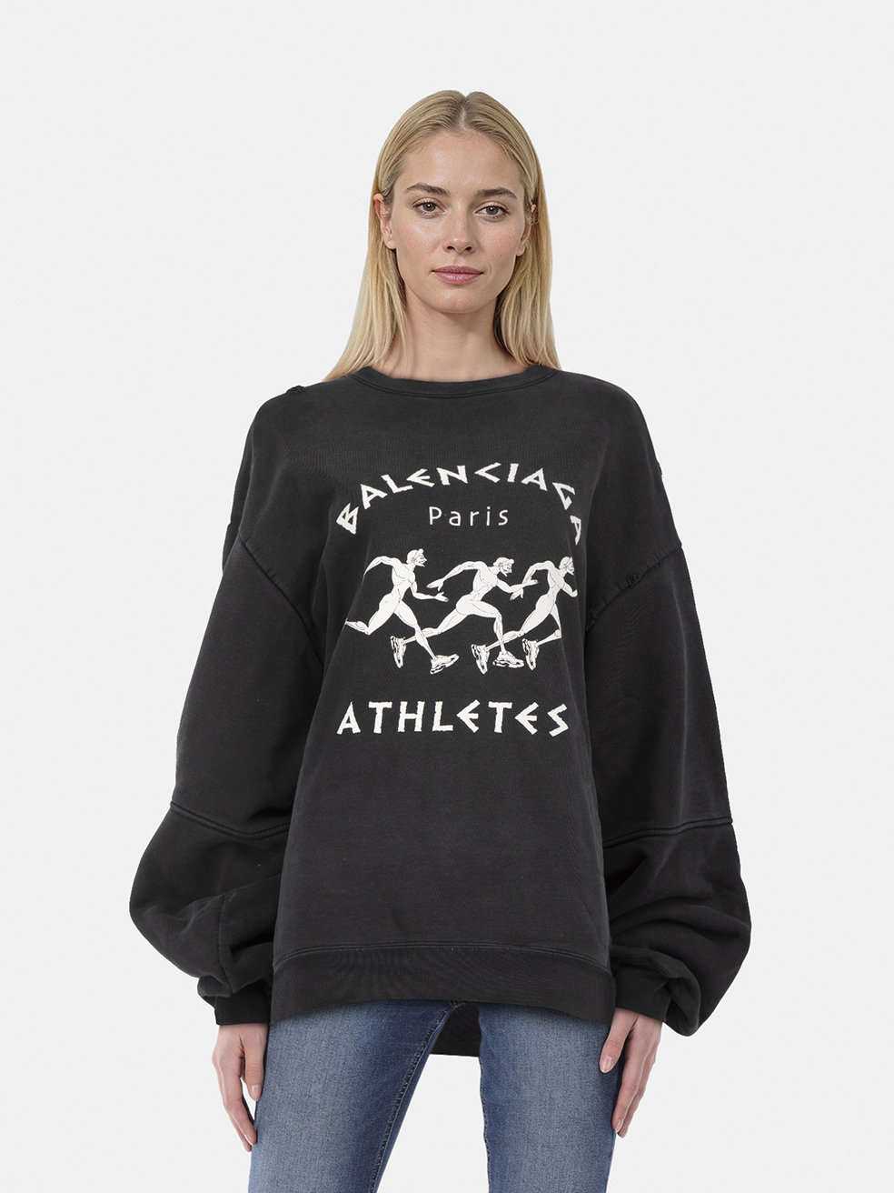 Balenciaga Black Paris Athletes Distressed Sweatshirt