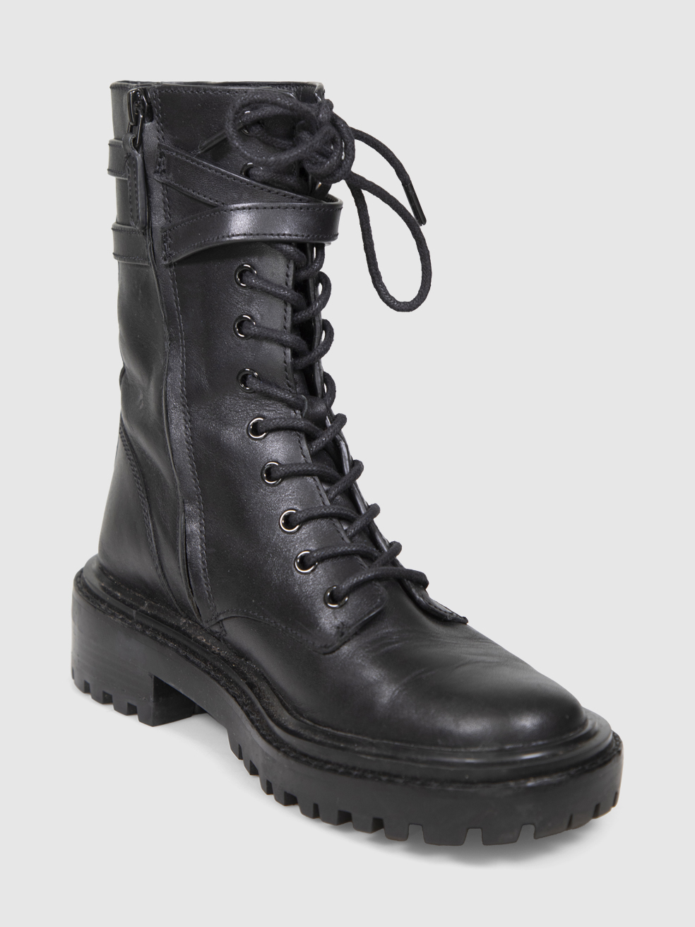 Tory Burch Black Leather Combat Boots
