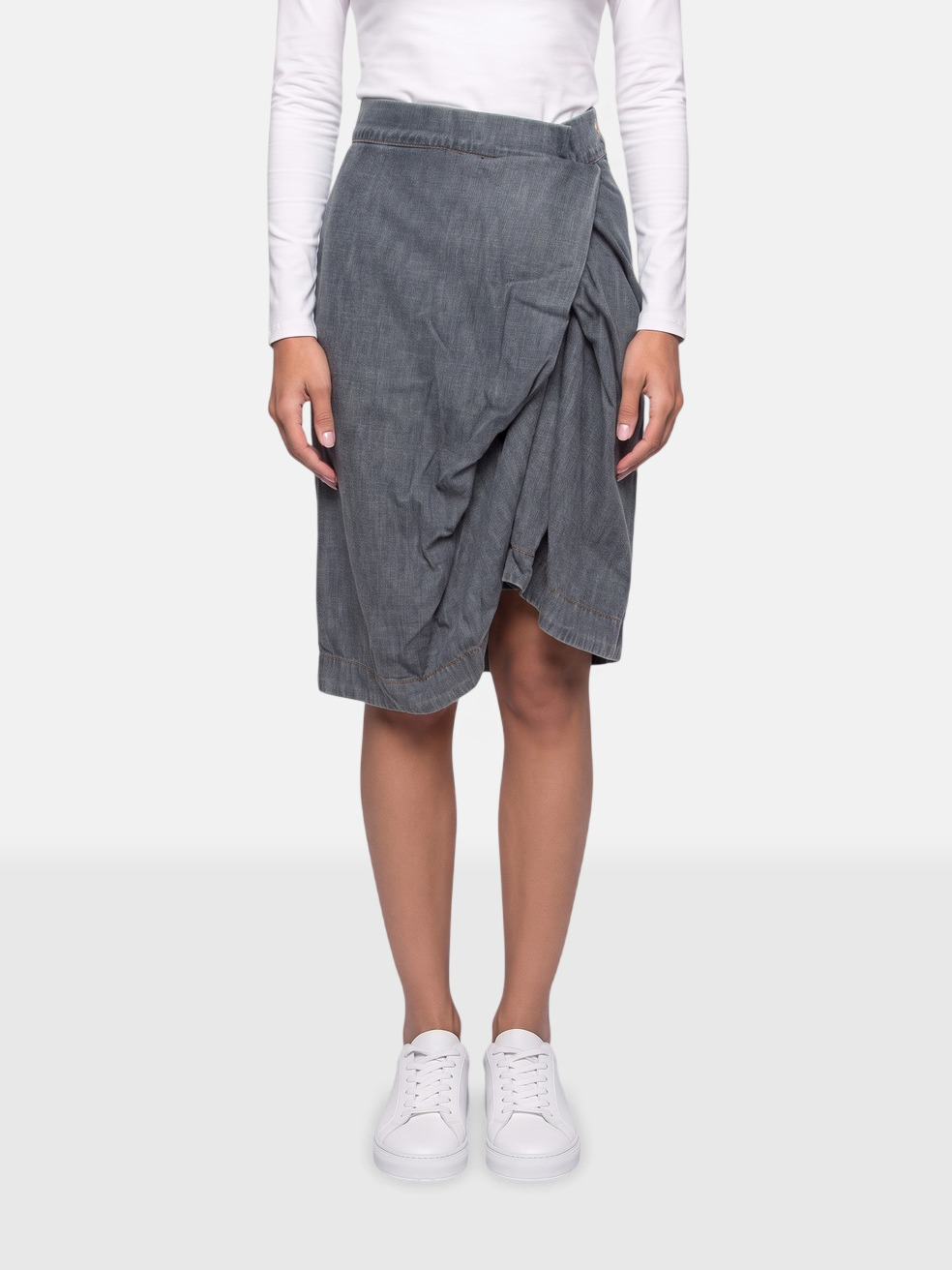 Vivienne Westwood Grey Ruched Denim Skirt