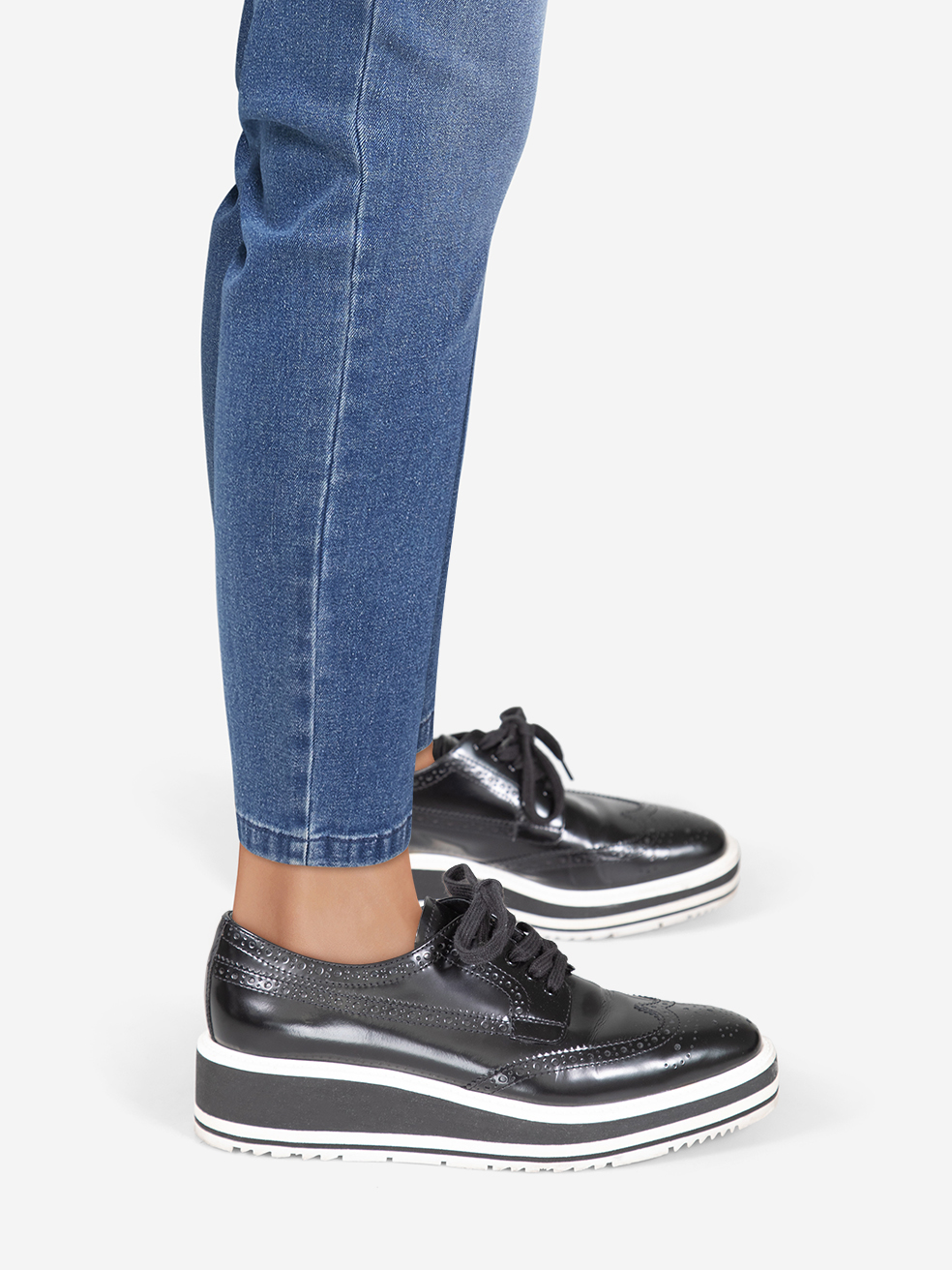 Prada Pre-Owned Black Platform Leather Brogues
