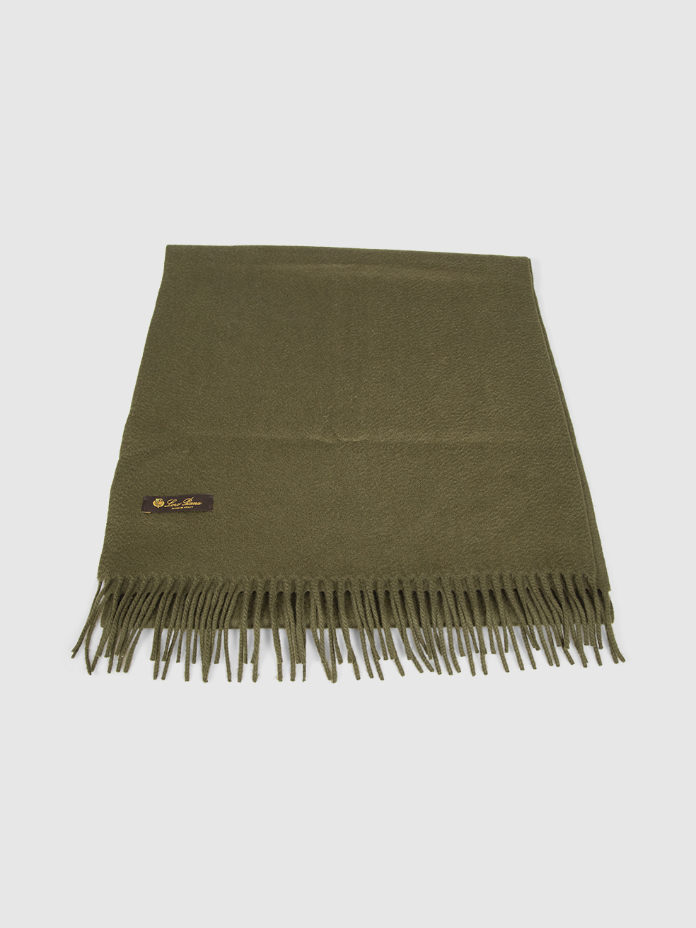 Loro Piana Women's Green Cashmere Fringed Scarf