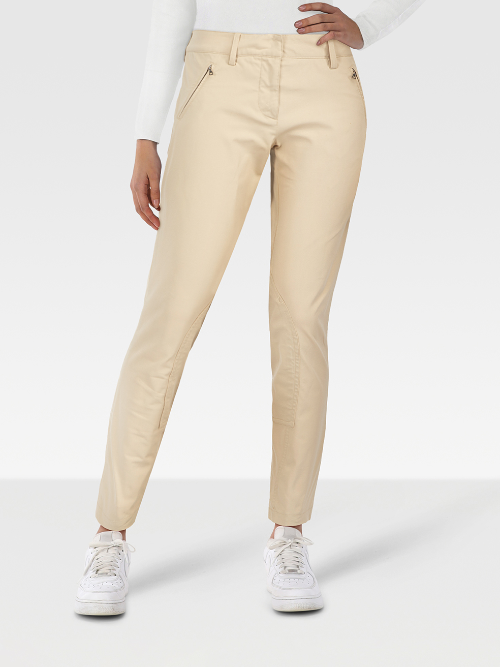 Prada Beige Slim Fit Mid Rise Trousers