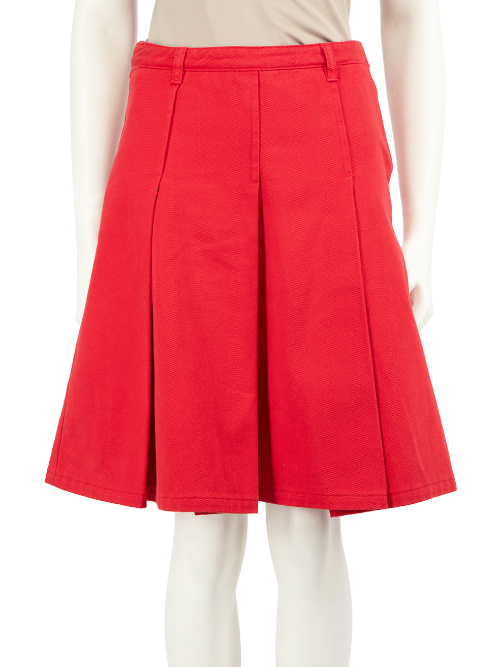 Miu Miu Pre-Owned Red Denim Pleated Skirt