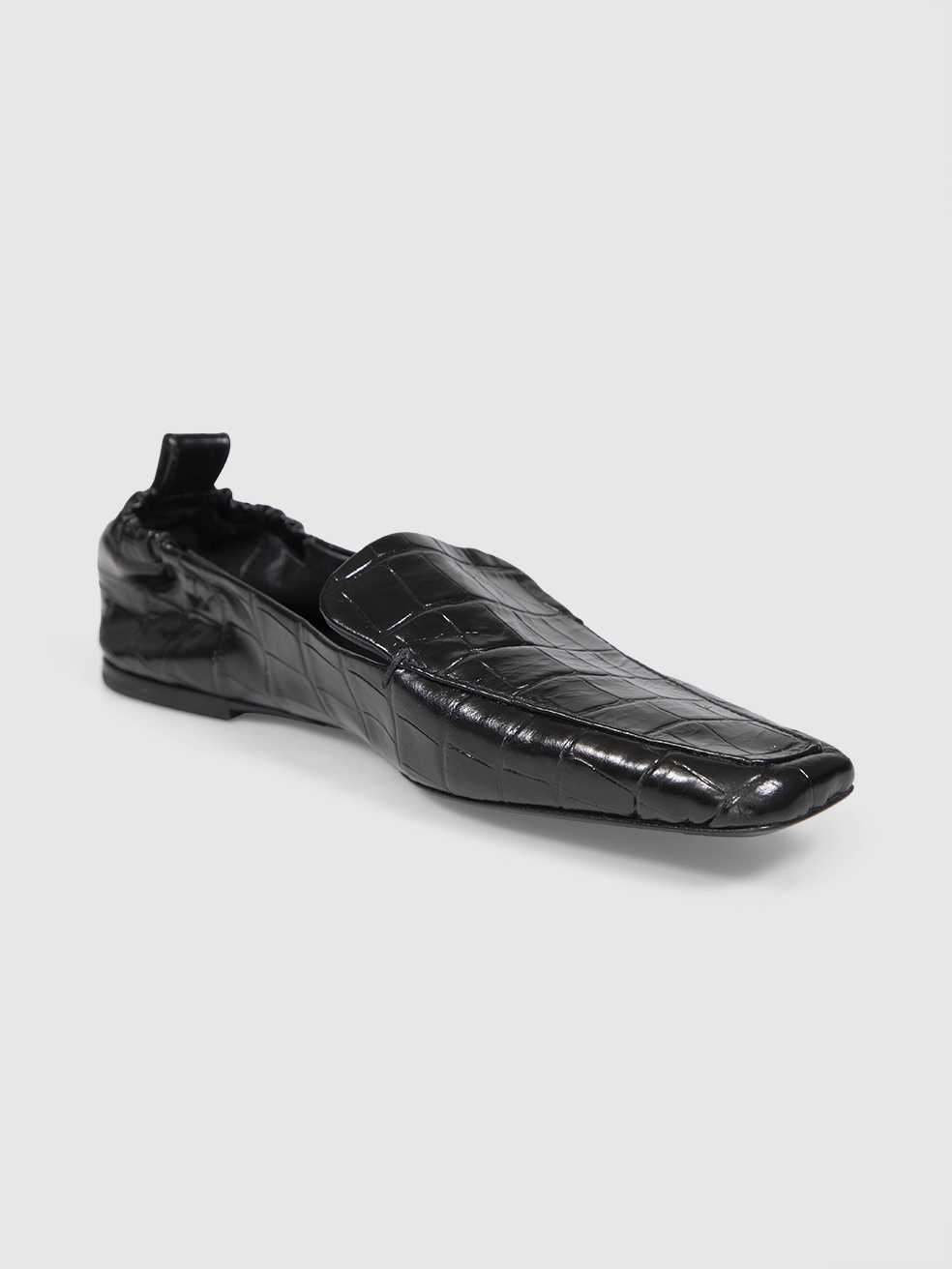 Tot�me Black Leather Croc Embossed Loafers