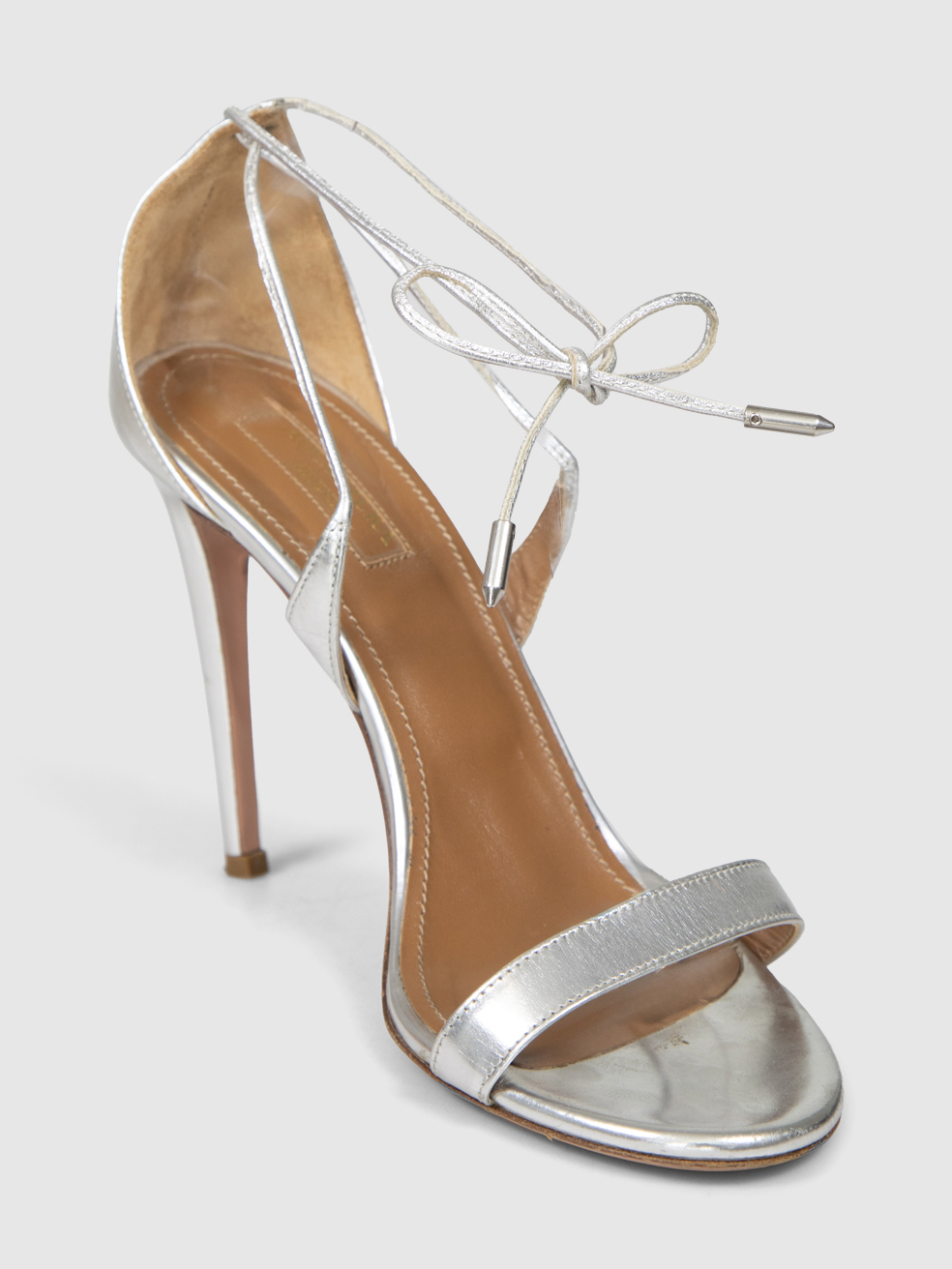 Aquazzura Silver Leather Heeled Sandals