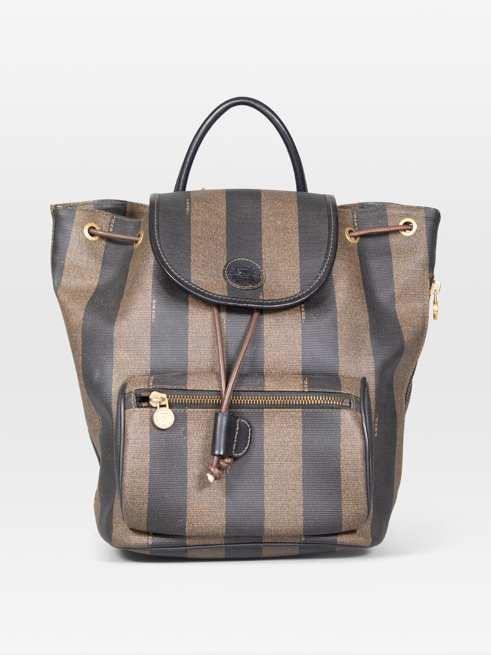Fendi Pre-Owned Brown Striped Pequin Backpack