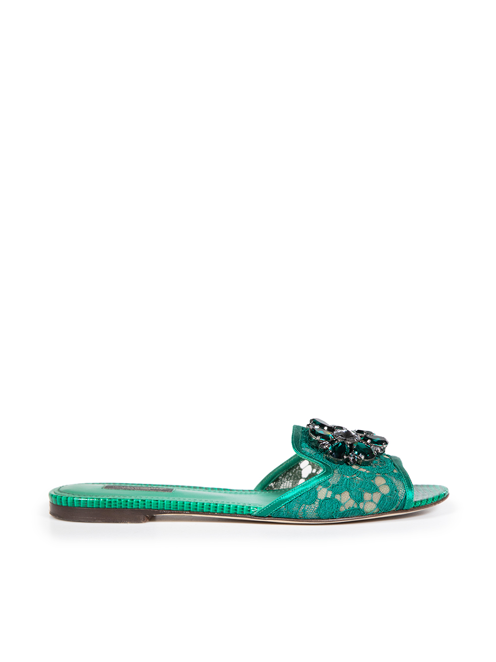 Dolce & Gabbana Pre-Owned Green Floral Crystal Slides