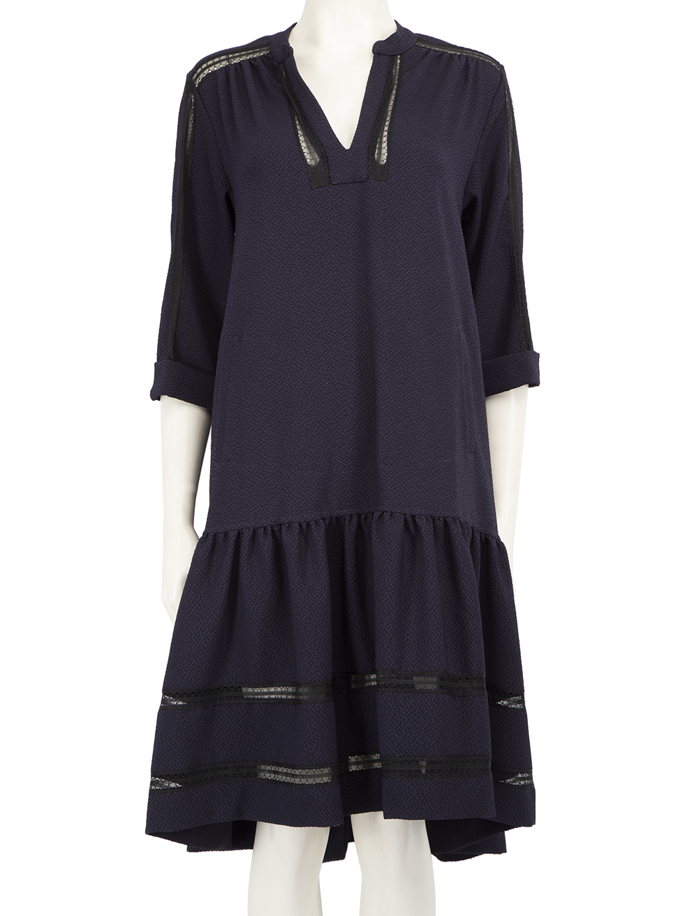 ME+EM Pre-Owned Navy Ruffle Trimmed Midi Dress