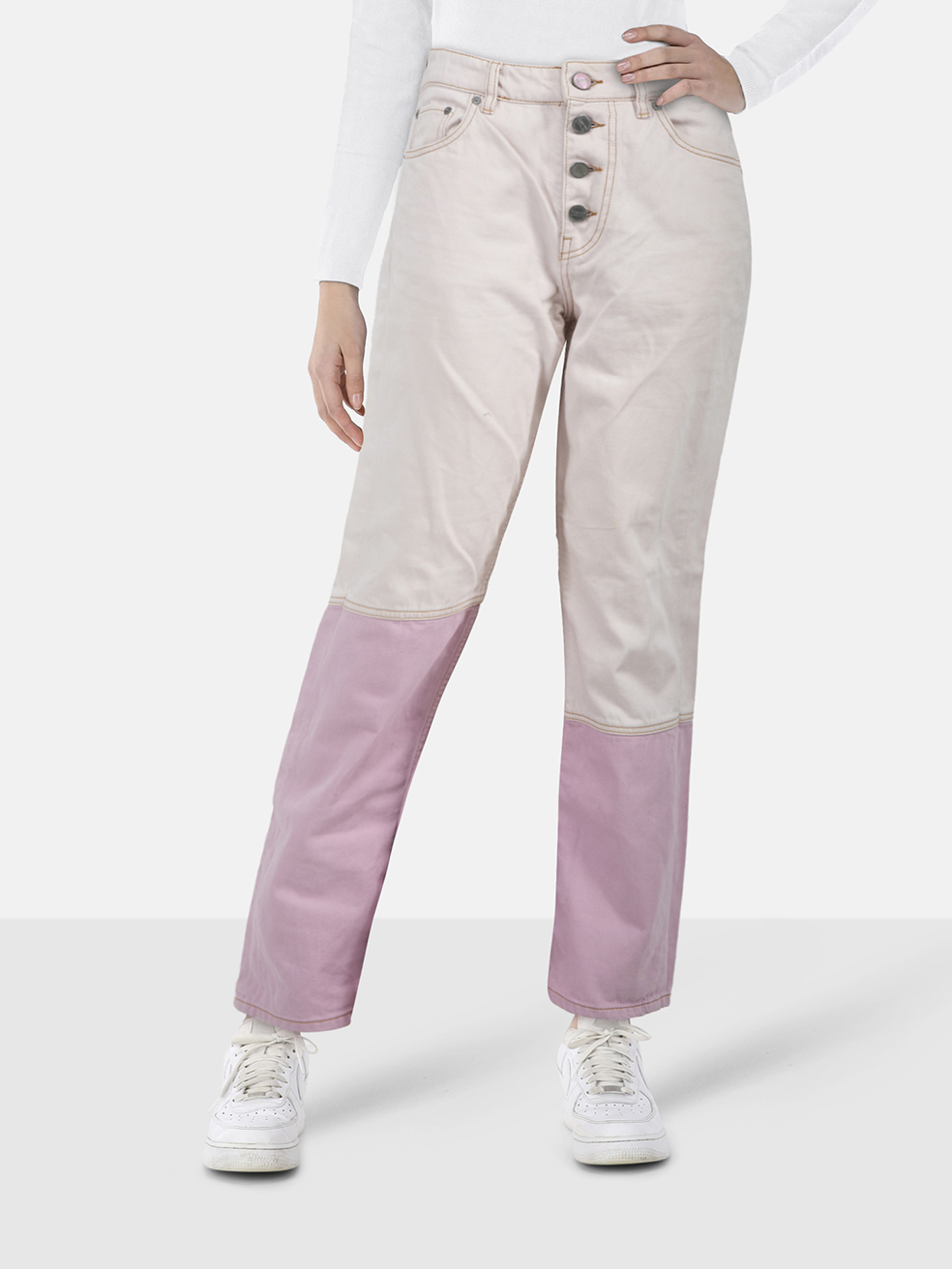Ganni Pink Denim Two Tone Jeans