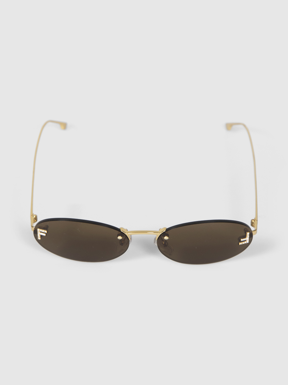 Second Hand Fendi Fendi First Crystal Gold Oval Sunglasses
