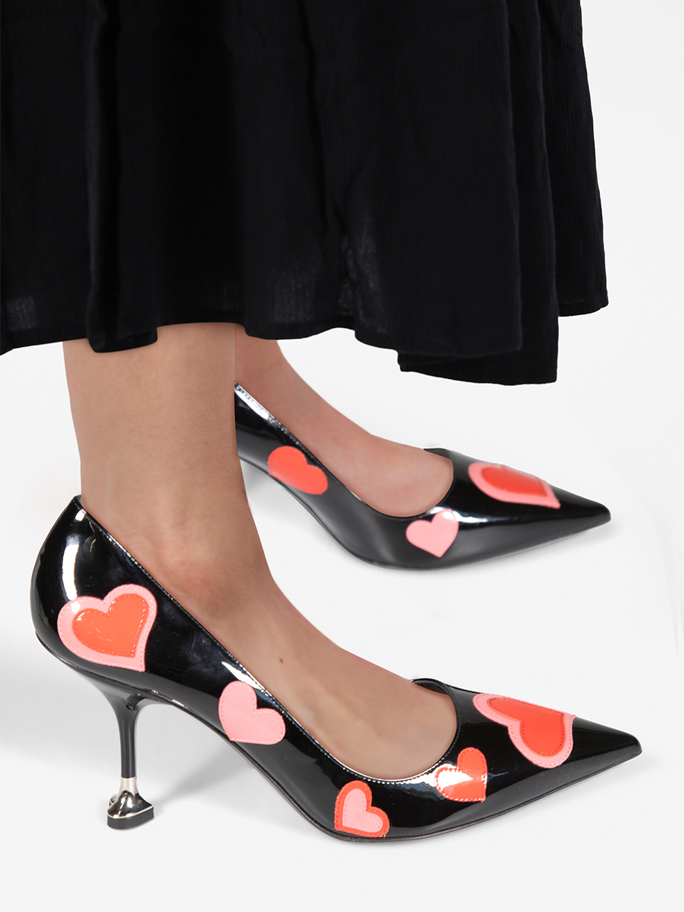 Prada Pre-Owned Patent Heart Embroidered Heels