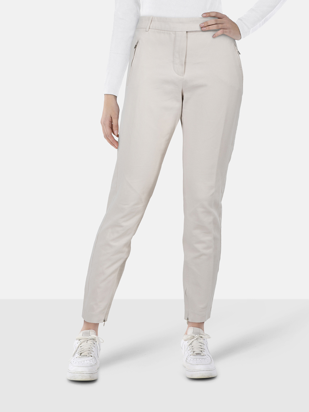 Loro Piana Ecru Mid Rise Slim Trousers
