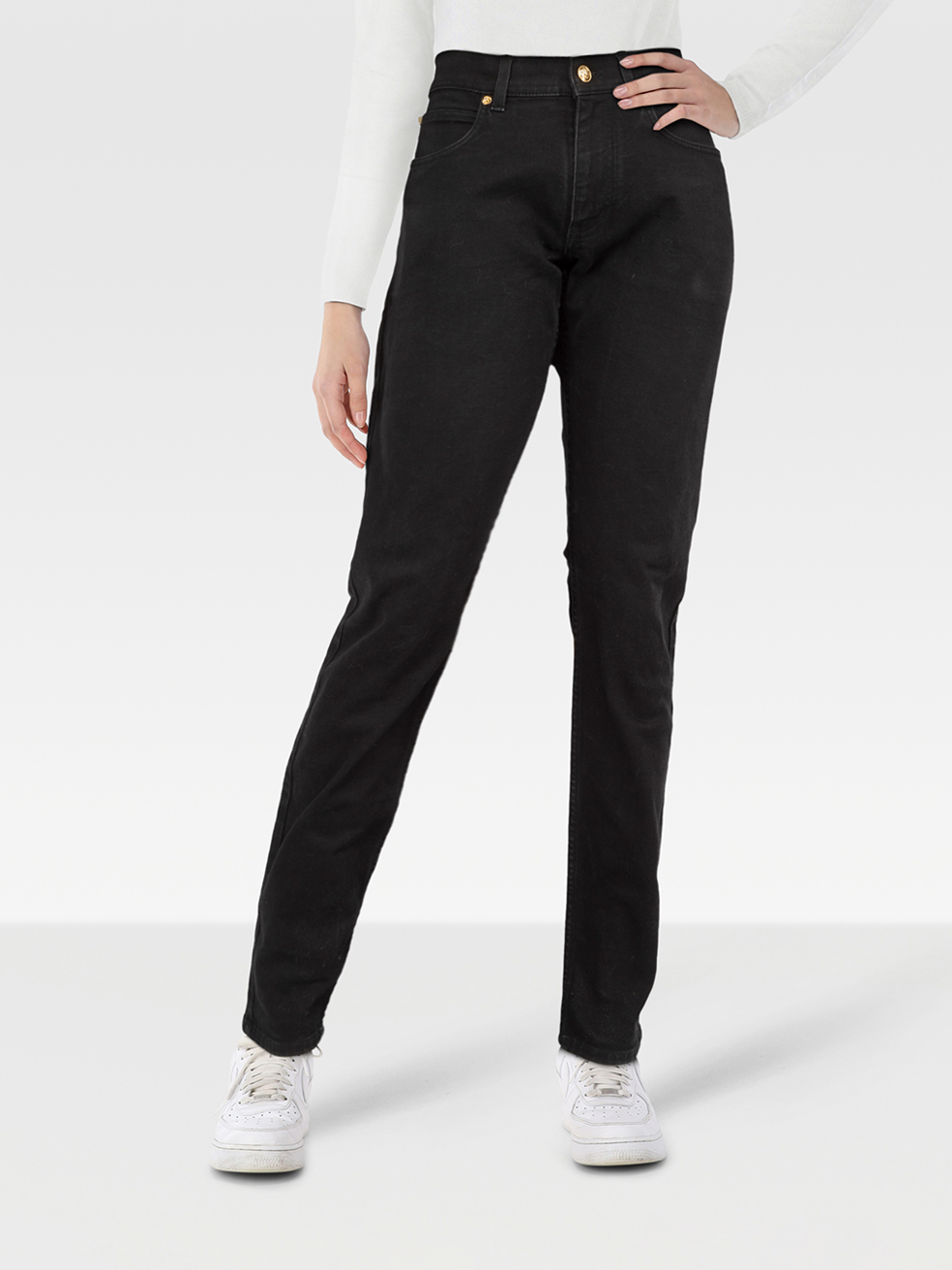 Versace Pre-Owned Black Denim Embroidered Pocket Jeans