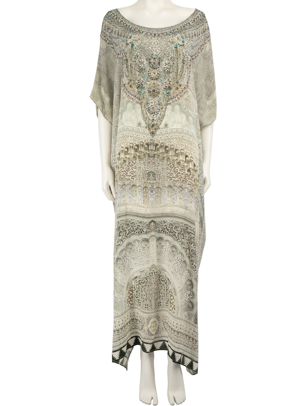 Camilla Pre-Owned Grey Beaded Embellished Kaftan Dress