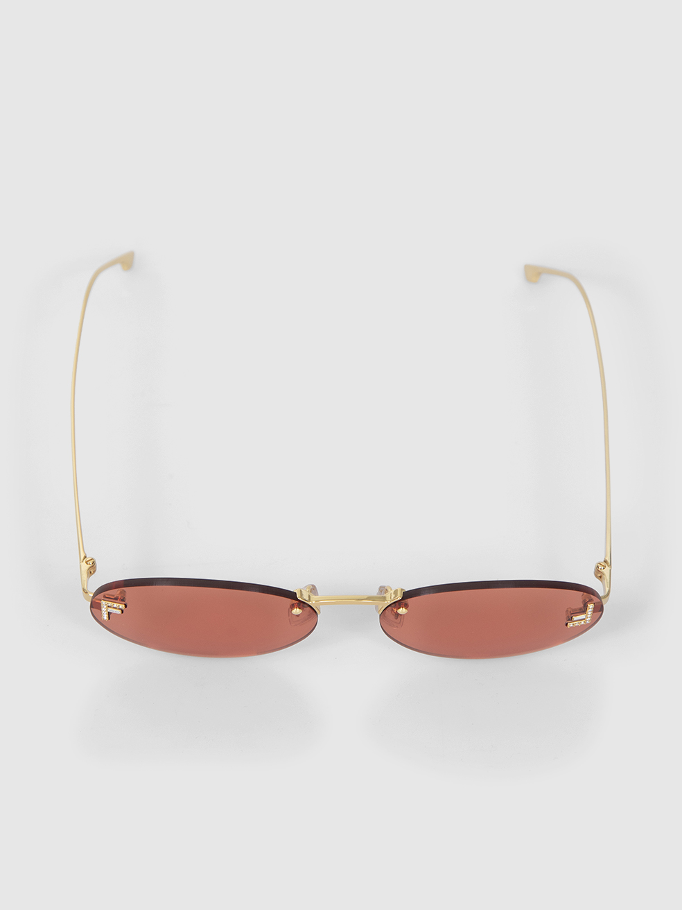 Fendi Fendi First Crystal Oval Gold Sunglasses