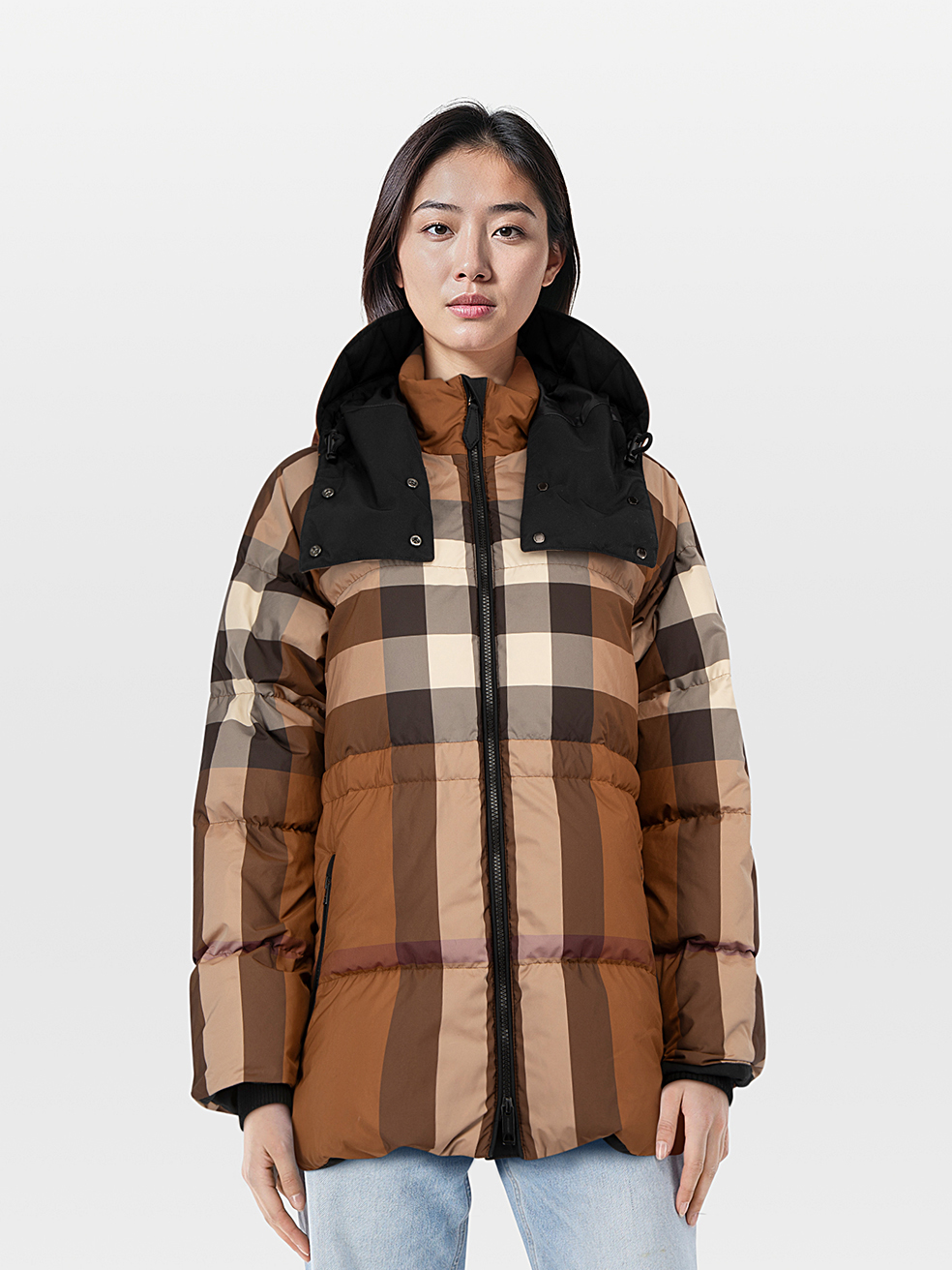 Burberry Pre-Owned Check Hooded Down Jacket
