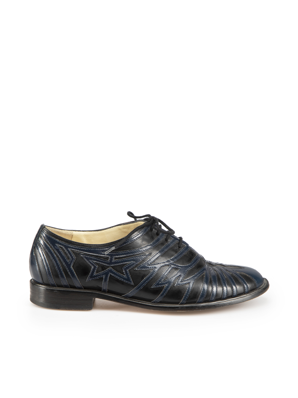 Clergerie Pre-Owned Black Leather Patterned Oxfords