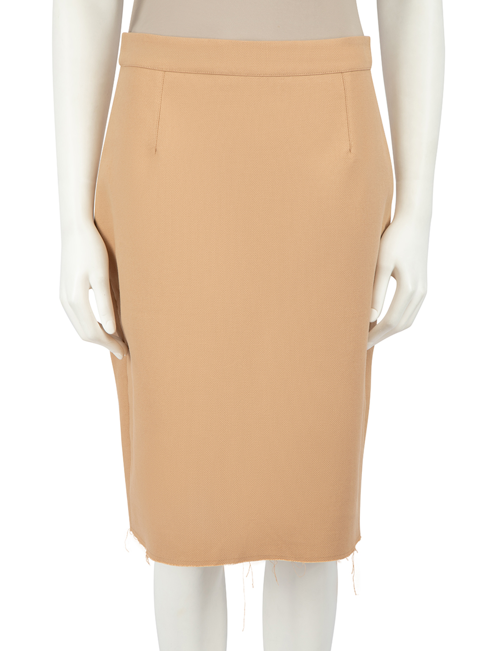 Lanvin Pre-Owned Beige Raw Edge Pencil Skirt
