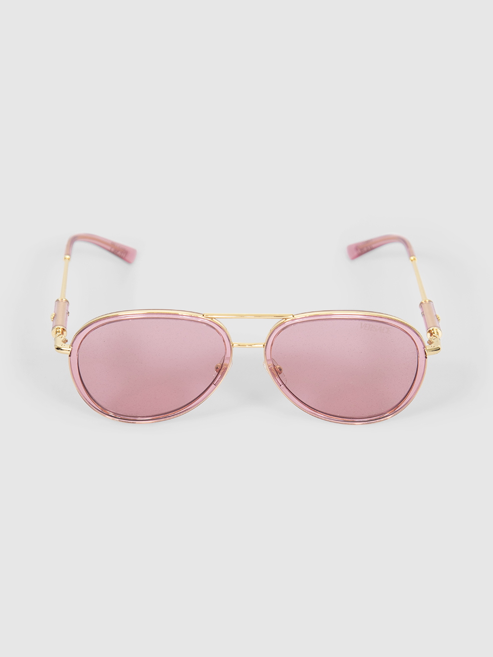 Versace Women's Pink Transparent Aviator Sunglasses