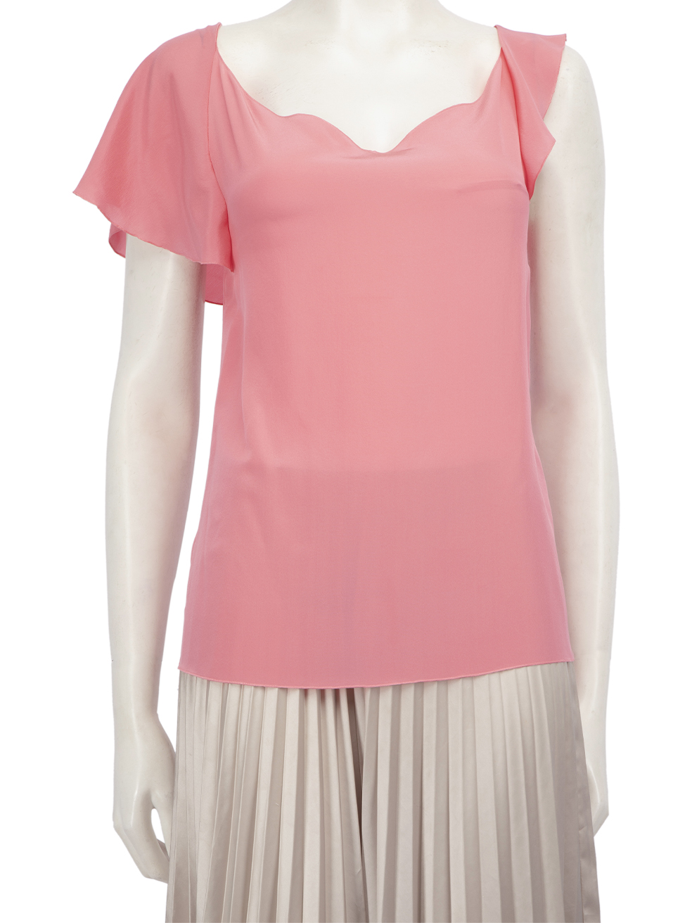 Lanvin Pre-Owned Pink Silk Ruffle Sleeve Top